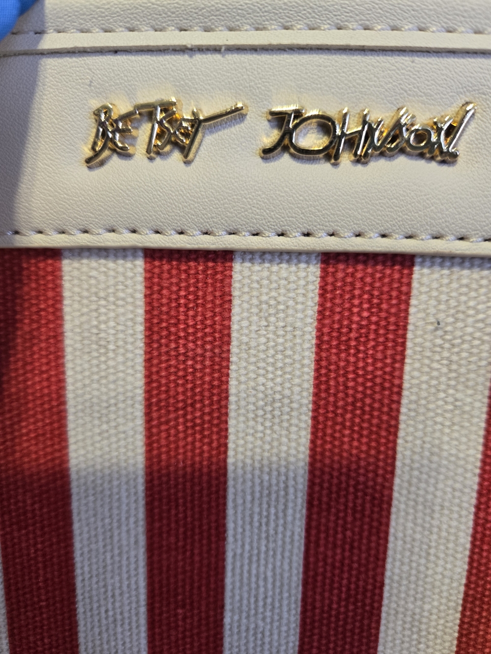 NEW Betsey Johnson Red Stripes Satchel Bag With Blueberries Bag Charm And Scarf - Picture 5 of 5